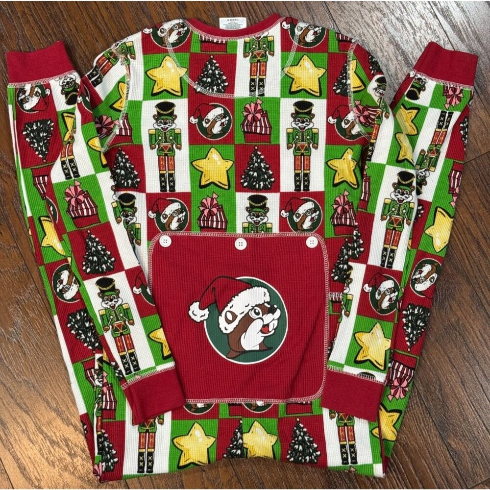 NEW Buc-ees One Piece Thermal Pajama Womens Christmas Holiday Lounge Wear Beaver